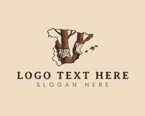 Map - Spain Cork Oak Tree logo design