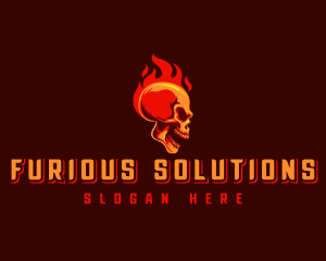 Angry - Angry Skull Fire logo design