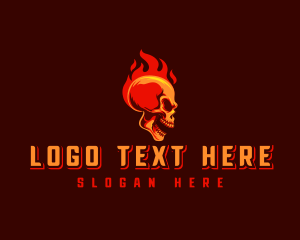 Skull - Angry Skull Fire logo design