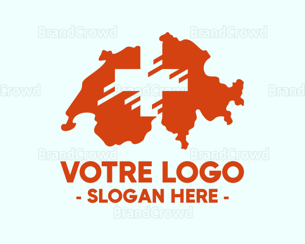 Swiss Red Switzerland Map Logo