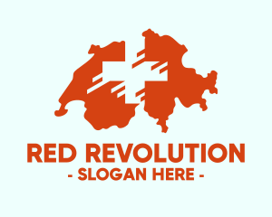 Swiss Red Switzerland Map logo design