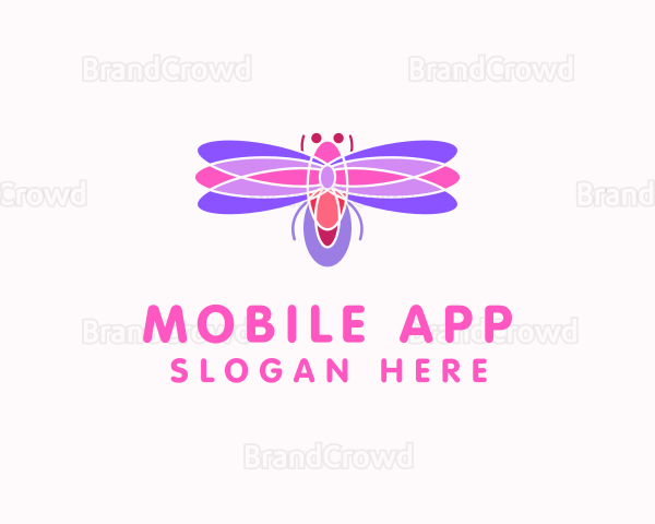 Flying Dragonfly Insect Logo