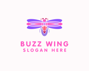 Flying Dragonfly Insect logo design