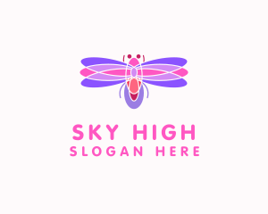 Flying Dragonfly Insect logo design