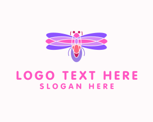 Pinkish - Flying Dragonfly Insect logo design