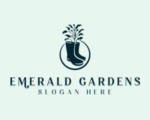 Gardening Boots Plant logo design