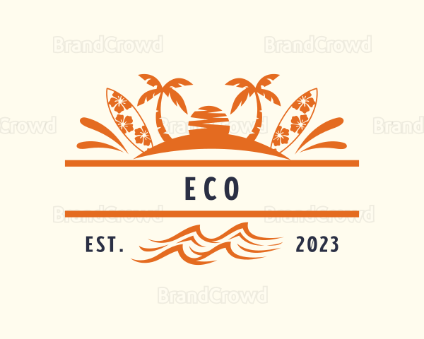 Tropical Island Surfboard Logo
