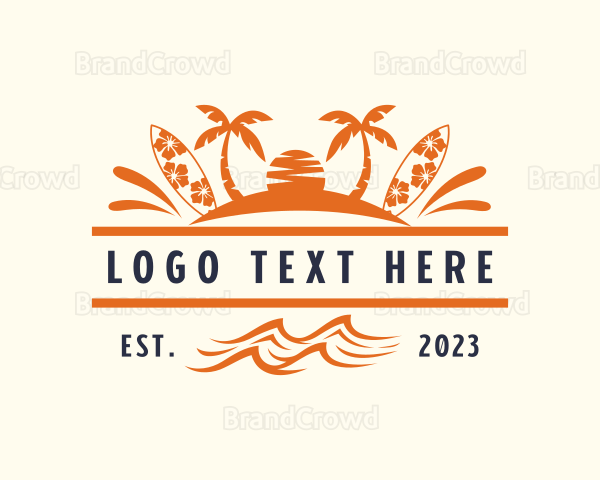 Tropical Island Surfboard Logo