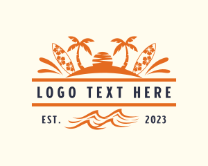 Surfboard - Tropical Island Surfboard logo design