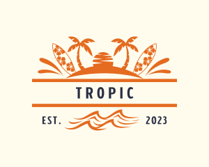 Tropical Island Surfboard  logo design