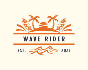 Tropical Island Surfboard  logo design