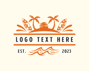 Vacation - Tropical Island Surfboard logo design