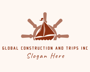 Sail Boat Wheel logo design
