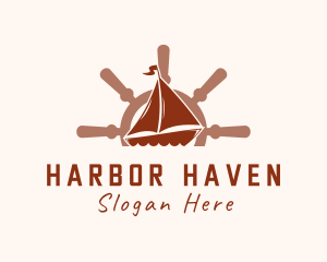 Dock - Sail Boat Wheel logo design