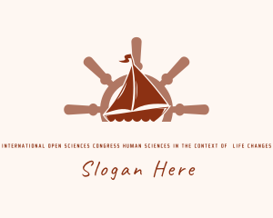 Ship - Sail Boat Wheel logo design