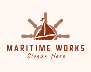 Sail Boat Wheel logo design