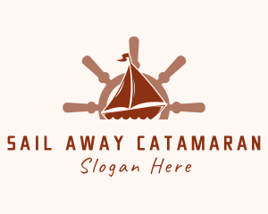 Sail Boat Wheel logo design