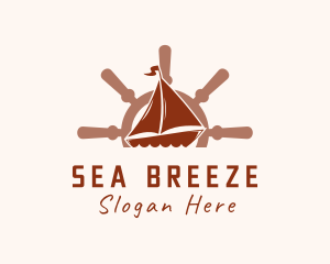 Sail Boat Wheel logo design