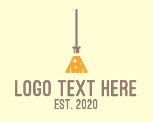 Experiment - Laboratory Flask Broom logo design