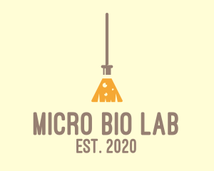 Laboratory Flask Broom logo design