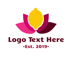 Vegan - Lemon Lotus Flower logo design
