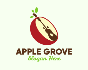 Guitar Apple Fruit logo design