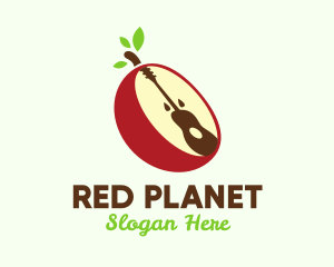 Guitar Apple Fruit logo design