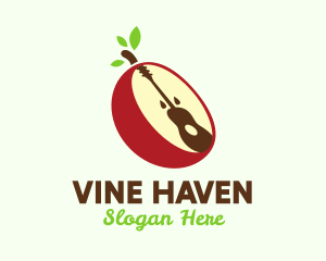 Guitar Apple Fruit logo design