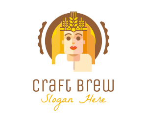 Brewer - Wheat Crown Woman logo design