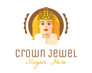 Crown - Wheat Crown Woman logo design