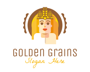 Grains - Wheat Crown Woman logo design