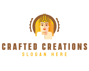 Wheat Queen Woman logo design