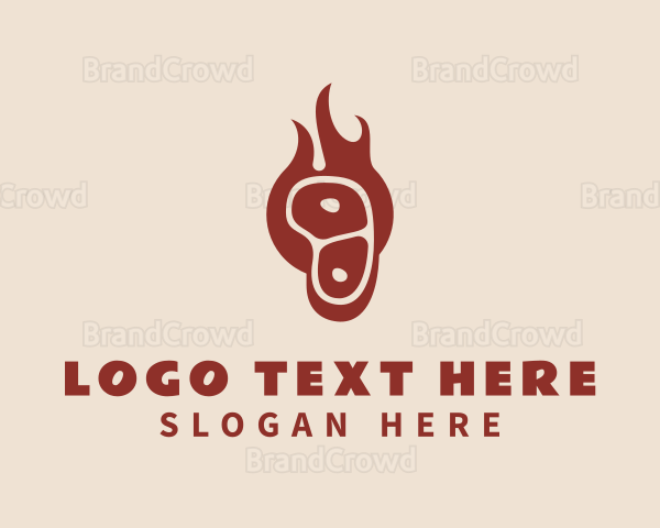 Meat Flame Barbecue Logo