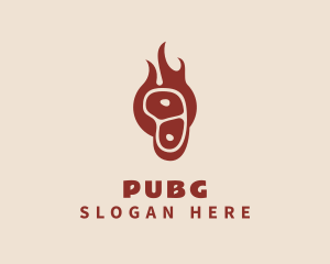 Food - Meat Flame Barbecue logo design