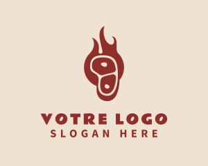 Dish - Meat Flame Barbecue logo design