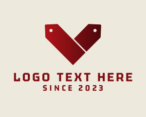License - Red Coupon Letter V logo design