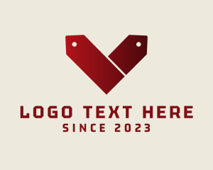 Tag - Red Coupon Letter V logo design