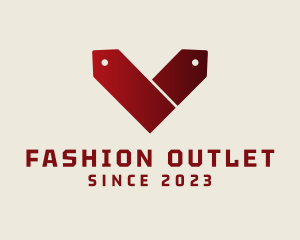 Outlet - Red Coupon Letter V logo design