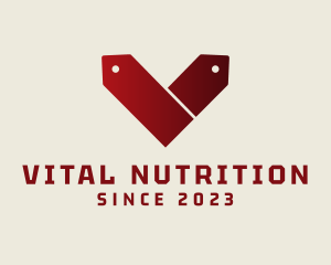 Red Coupon Letter V logo design