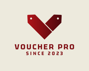 Voucher - Red Coupon Letter V logo design