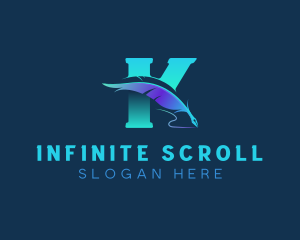 Scroll - Quill Author Letter K logo design