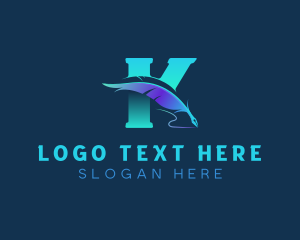Signature - Quill Author Letter K logo design