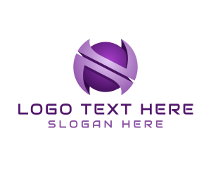 Purple Sphere Letter N  logo design