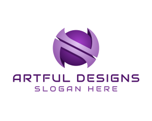 Purple Sphere Letter N  logo design