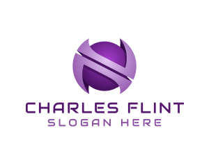 Purple Sphere Letter N  logo design