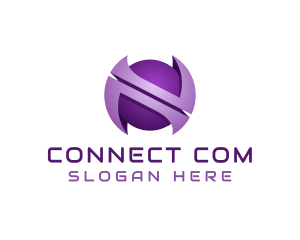 Telecommunication - Purple Sphere Letter N logo design