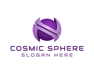 Sphere - Purple Sphere Letter N logo design