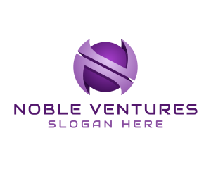 Purple Sphere Letter N  logo design