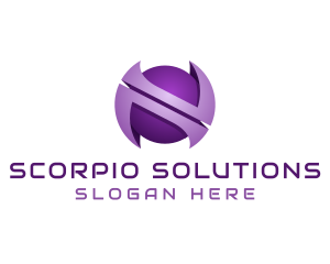 Purple Sphere Letter N  logo design