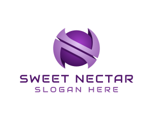 Purple Sphere Letter N  logo design